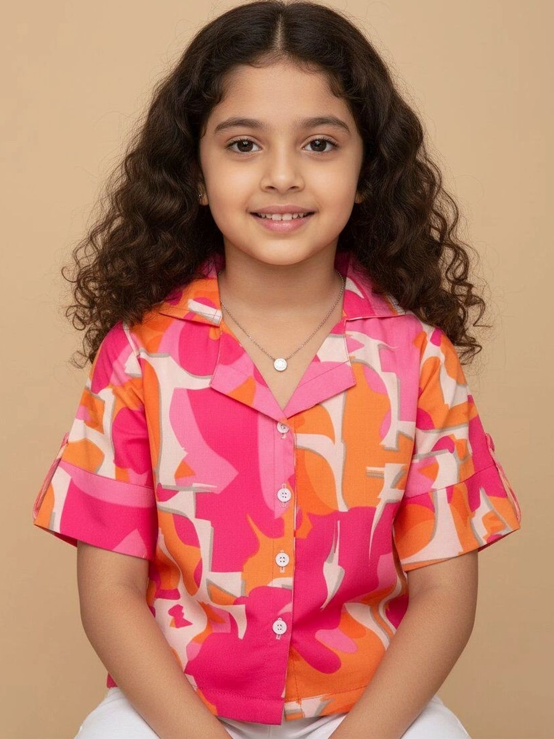 Aarya Designer Floral Print Mandarin Collar Crepe Top-picture-36