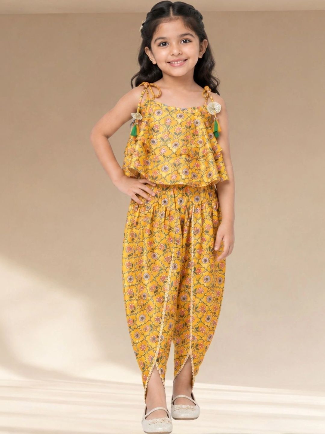 LIL DRAMA Girls Printed Top with Dhoti Pants-picture-21