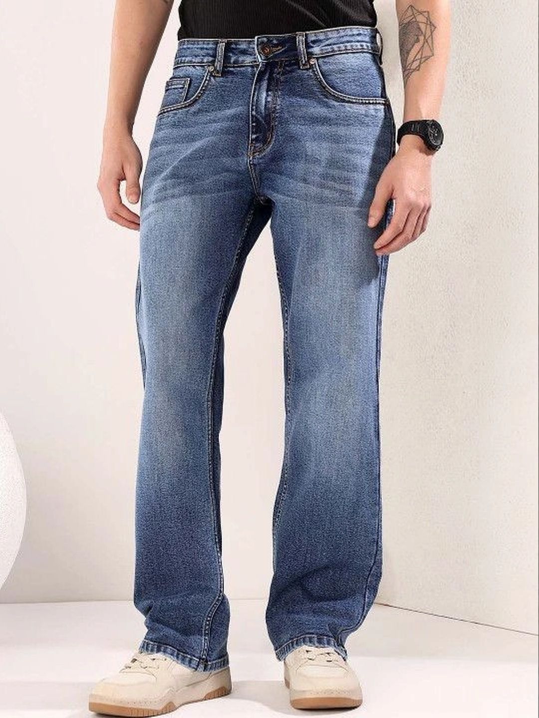 NOWI Men Straight Fit Mid-Rise Light Fade Jeans-picture-27