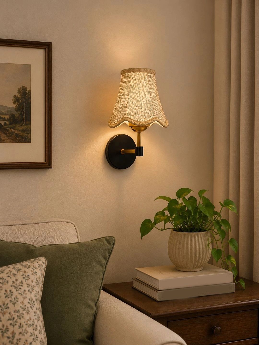 Myntra Elegant Homes Beige Textured Metal Traditional Wall Lamp-image-38