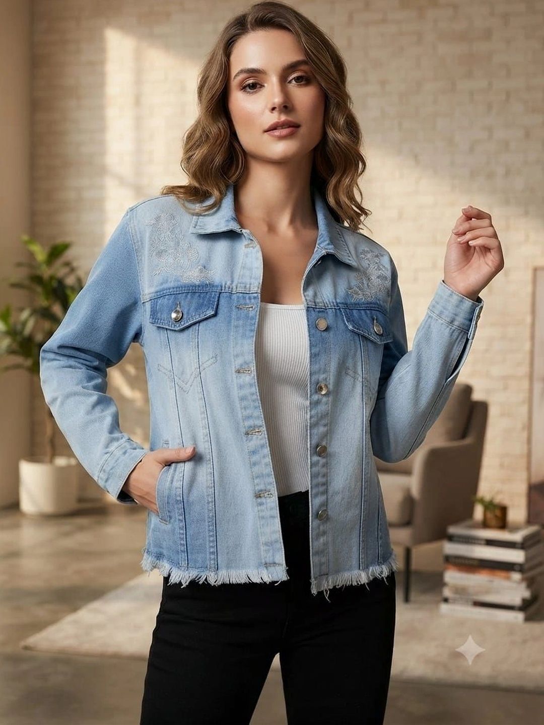 God's Club Women Denim Jacket with Embroidered-picture-37