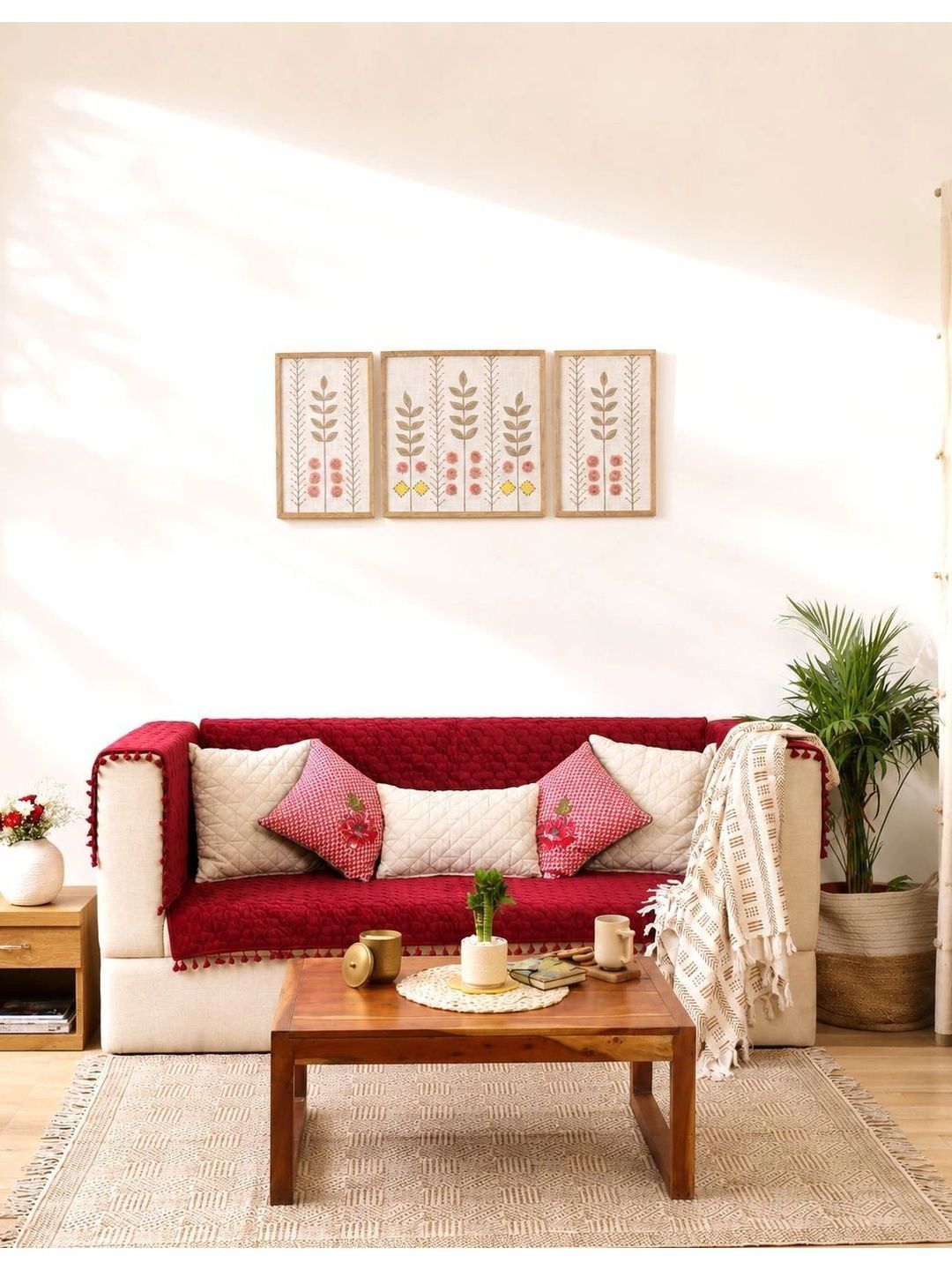 eyda Maroon Sofa Cover With Arms-picture-10