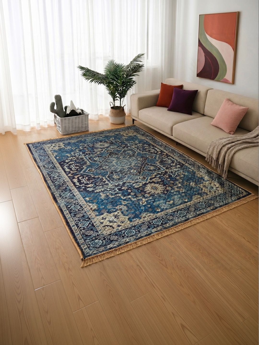 Fashion String Blue Traditional Polyester Carpet-picture-21