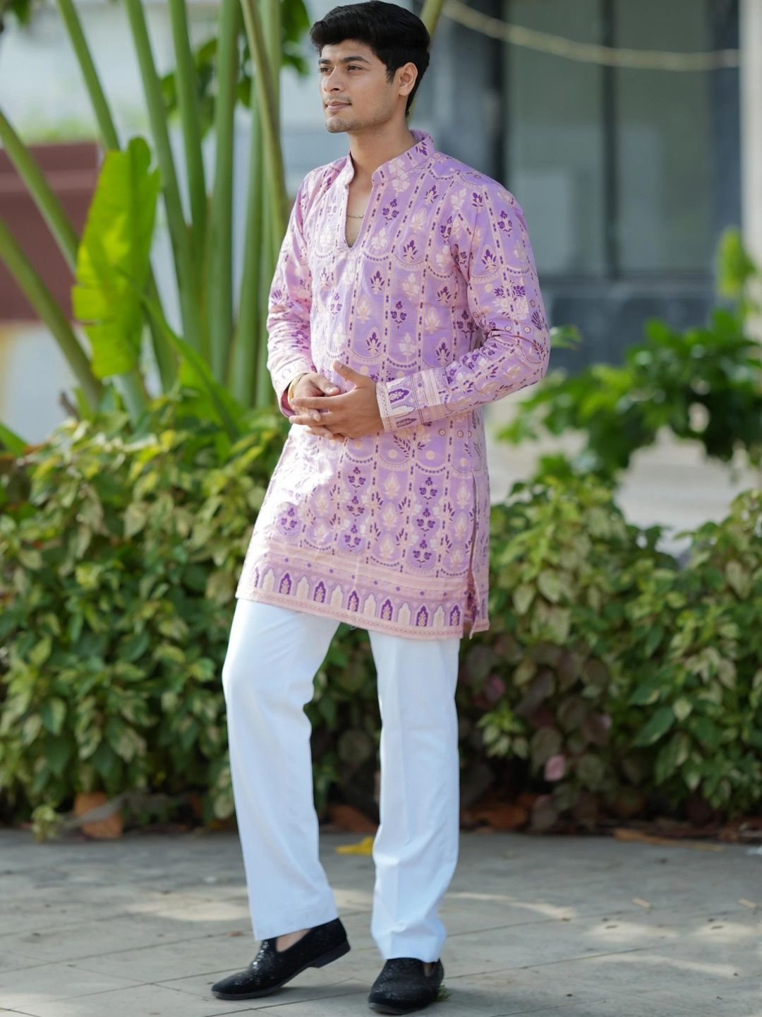 House Of Sanskruti Men Ethnic Motifs Embroidered Thread Work Jacquard Kurta-picture-31