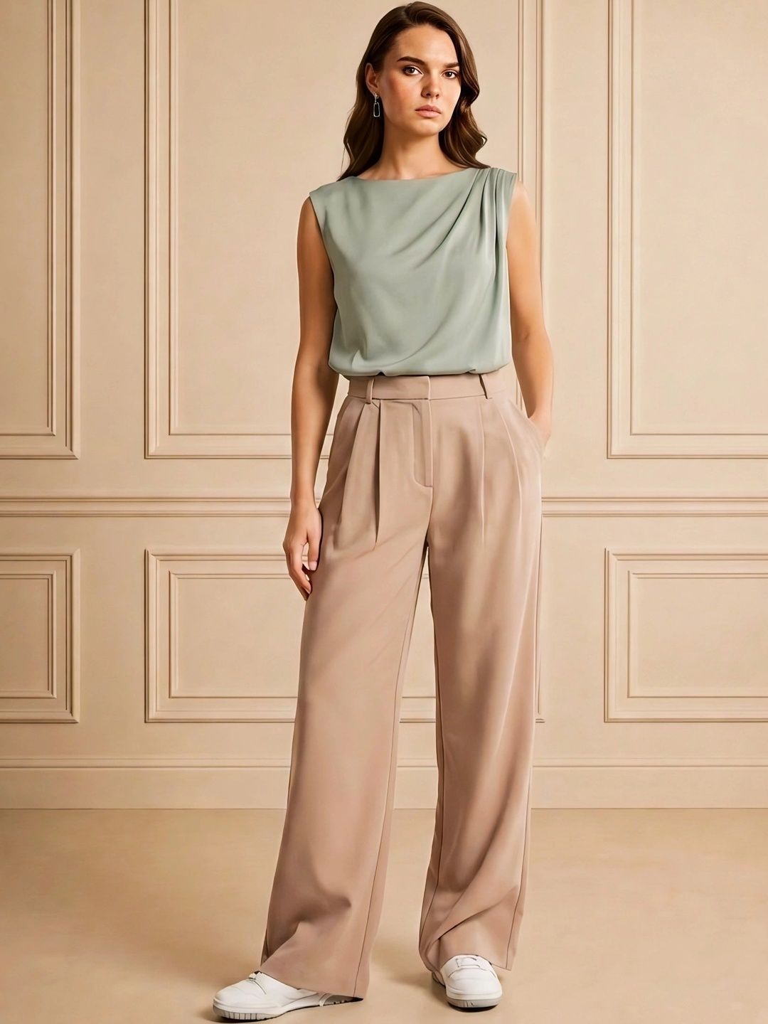 FNOCKS Women Classic High-Rise Pleated Trousers-picture-15
