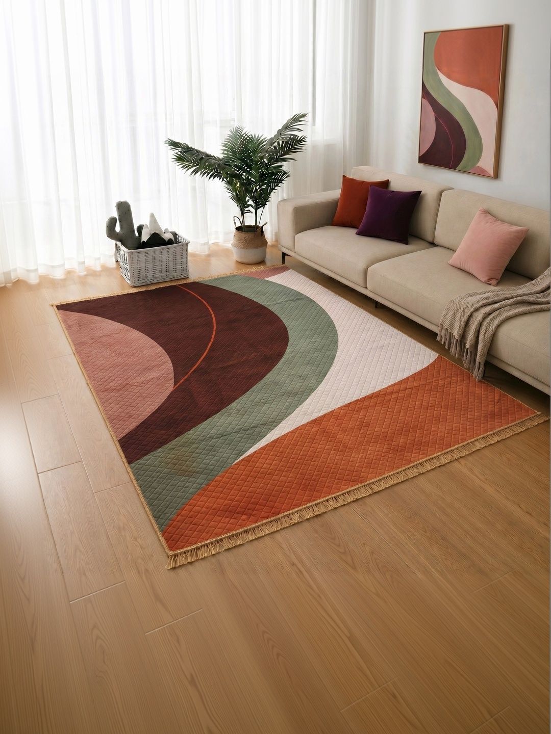 Fashion String Multicoloured Abstract Polyester Carpet-picture-10