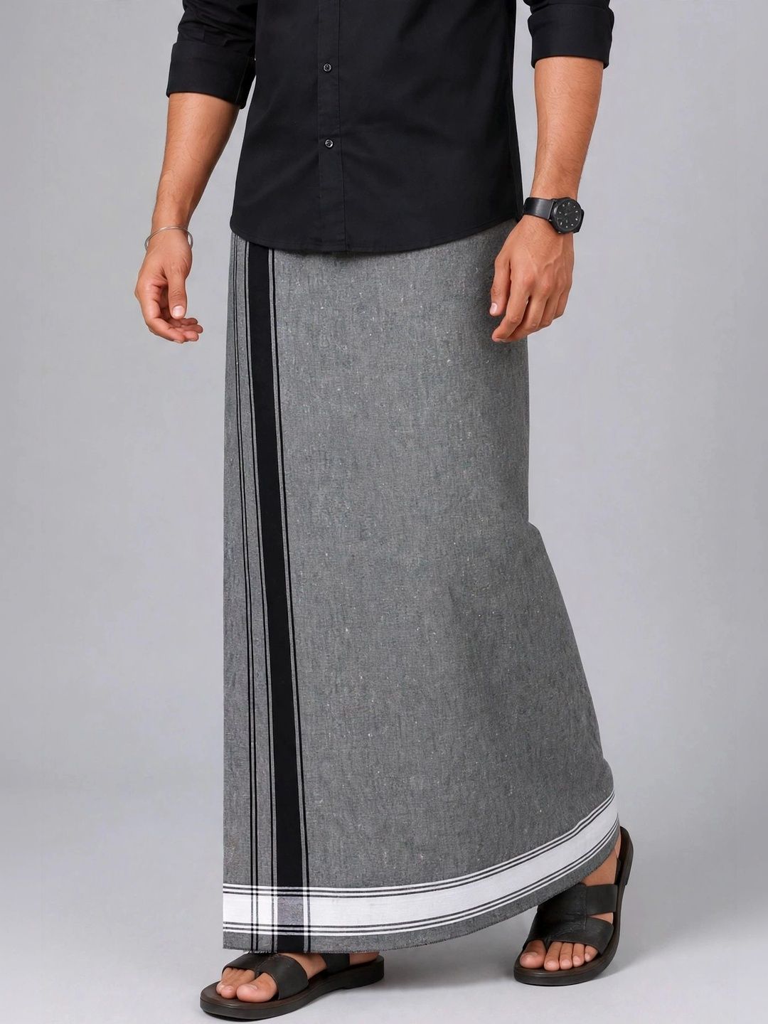 TUNI MANI Men Striped Cotton Dhoti Dhotis-picture-56