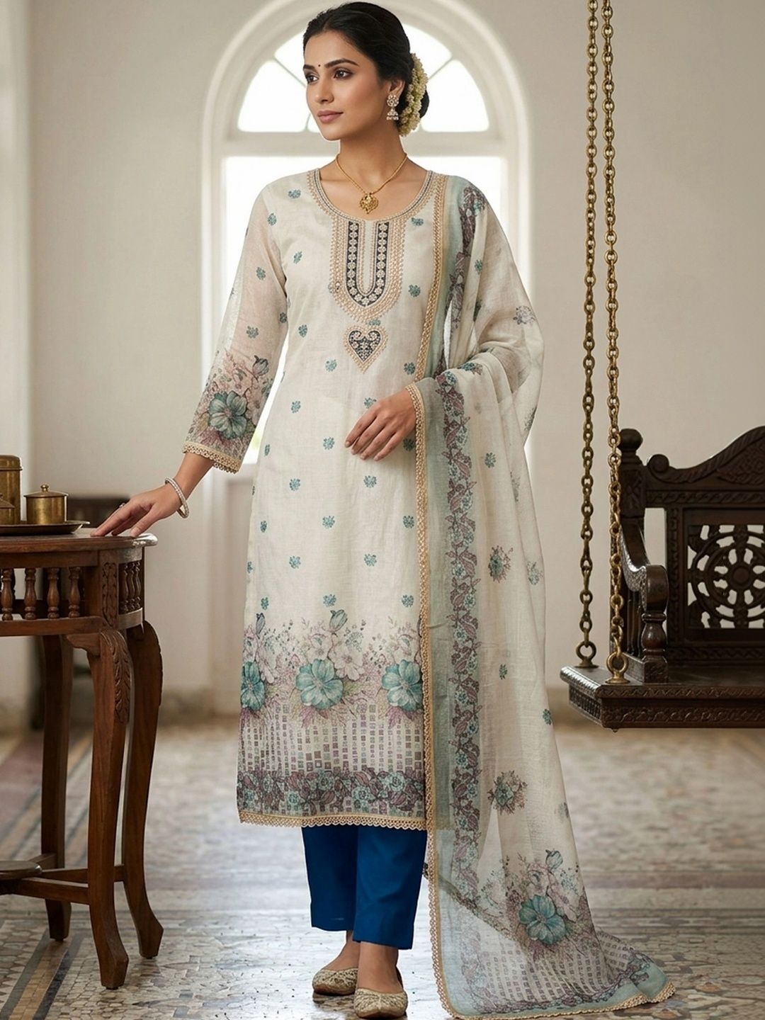MANVAA Printed Linen Unstitched Dress Material-picture-1