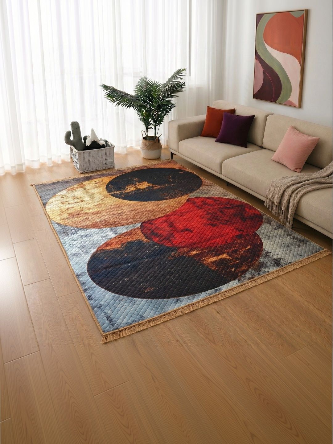 Fashion String Grey Abstract Washable Polyester Carpet-picture-14