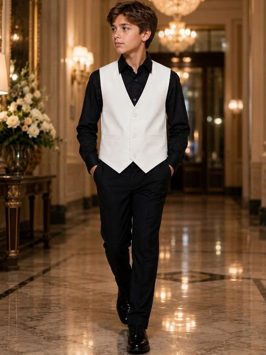 Sparklepop V-Neck Woven Formal Waistcoat-picture-56