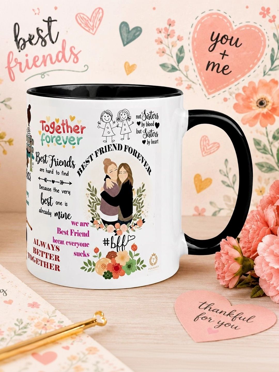 TAJNAN Black Text or Slogans Printed Ceramic Glossy Mugs Set of Cups and Mugs-picture-7