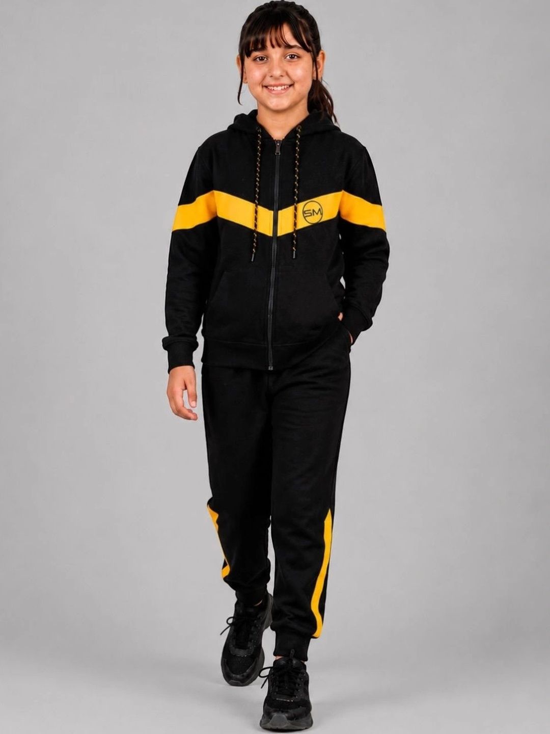 SMSHOPMORE Girls Colourblocked Wool Hood Tracksuits-picture-58