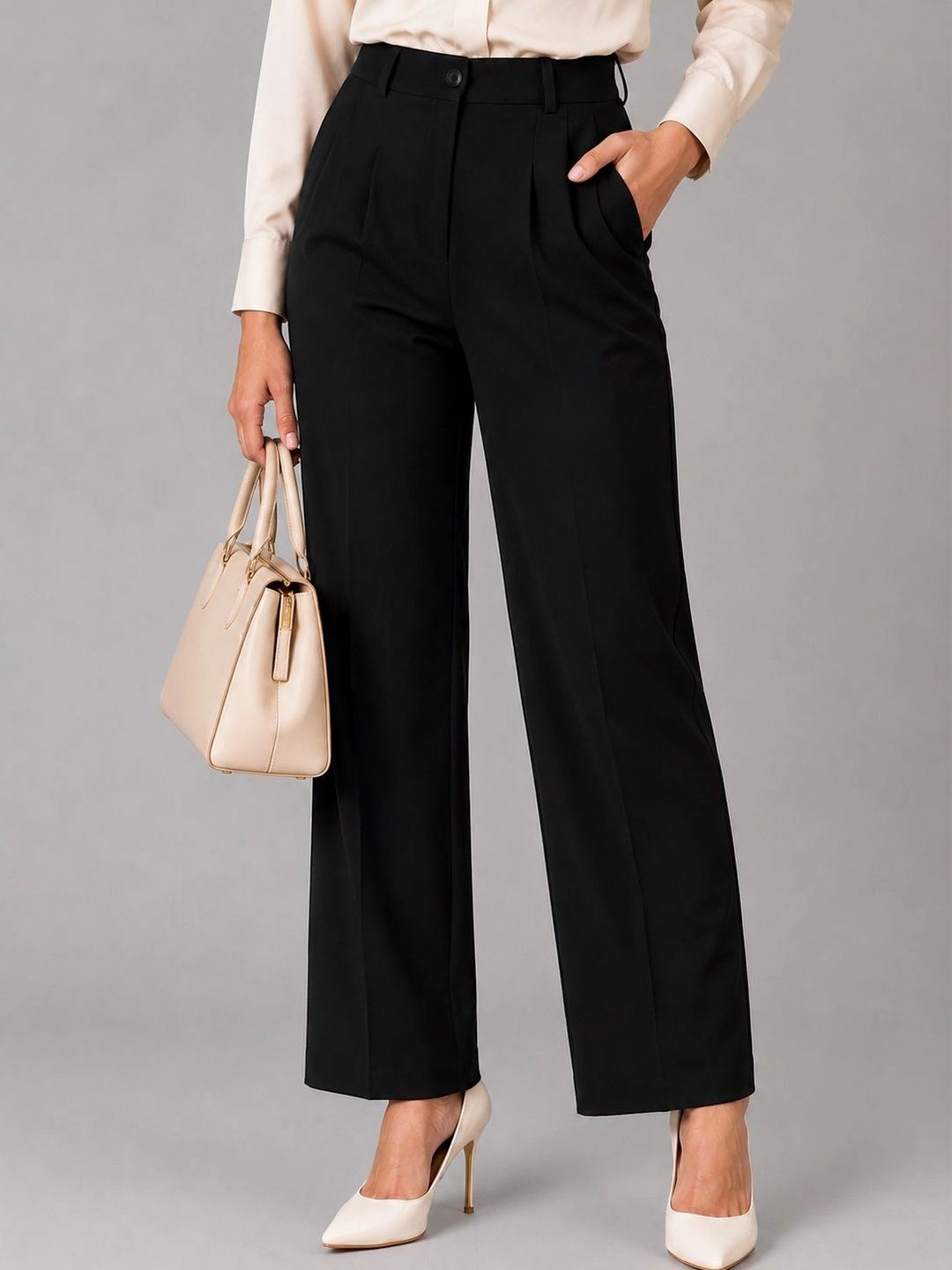 Trend Level Women Relaxed Straight Leg High-Rise Easy Wash Pleated Trousers-picture-20