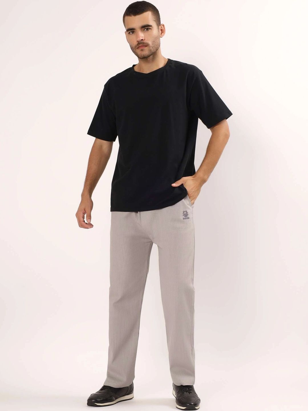 Global Jeans Men Striped Mid-Rise Straight Lounge Pants-picture-46