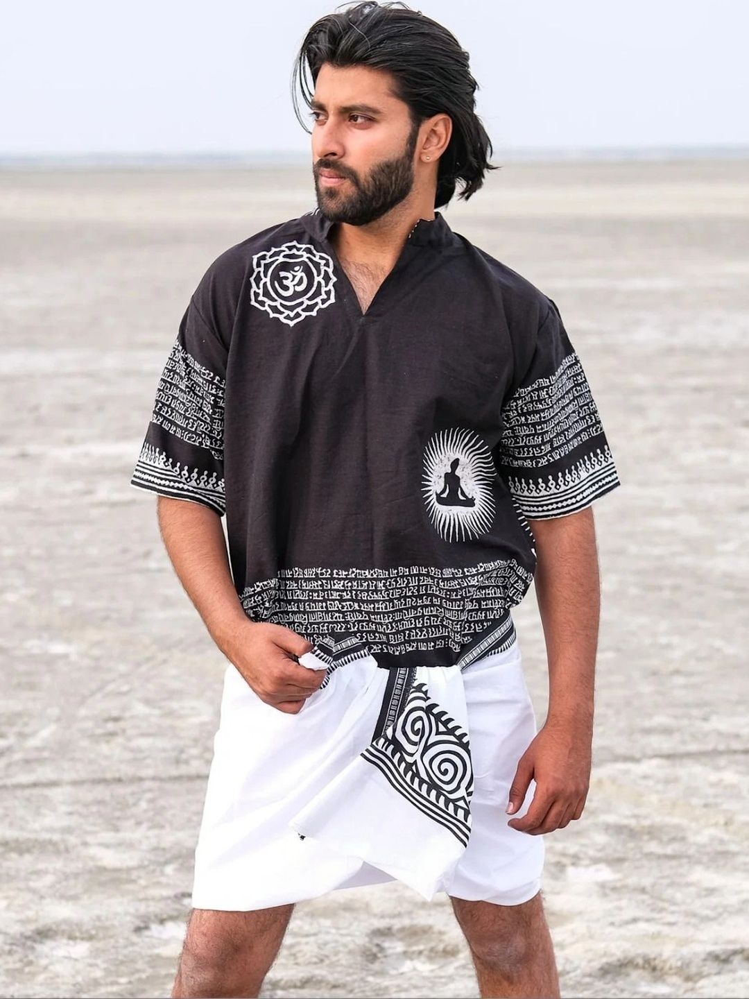 CRYSTAL HEAL Men Ethnic Motifs Printed Indie Prints Kurta-picture-54