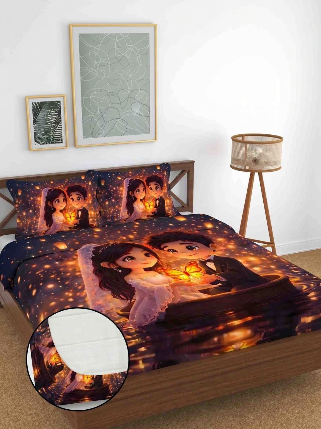 MAA HOME CONCEPT Purple & Black Graphic 400 TC Bedsheet with 2 Pillow Covers-image-28
