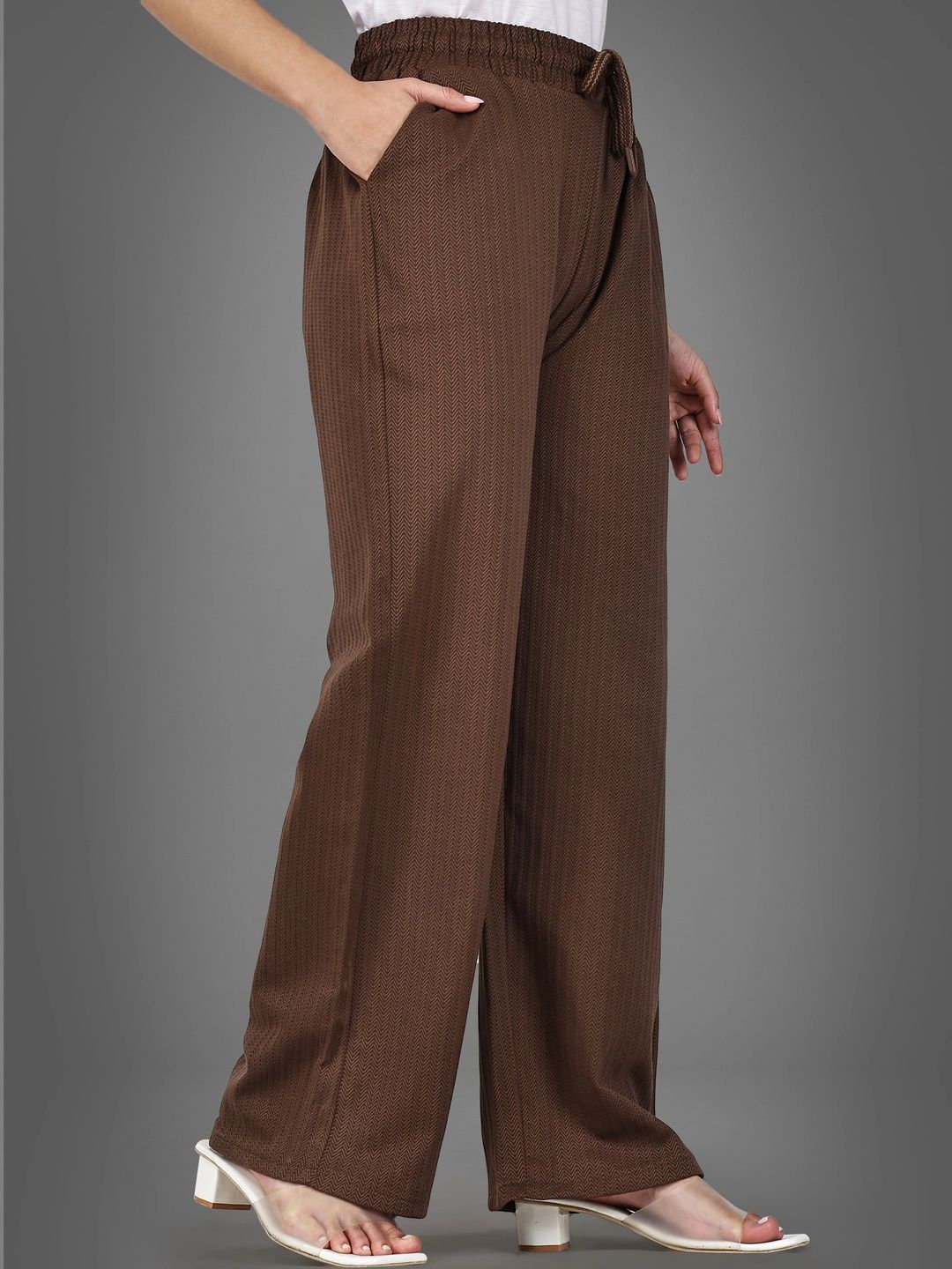 Aadvi Fashion Women Striped Relaxed High-Rise Easy Wash Trousers-picture-55