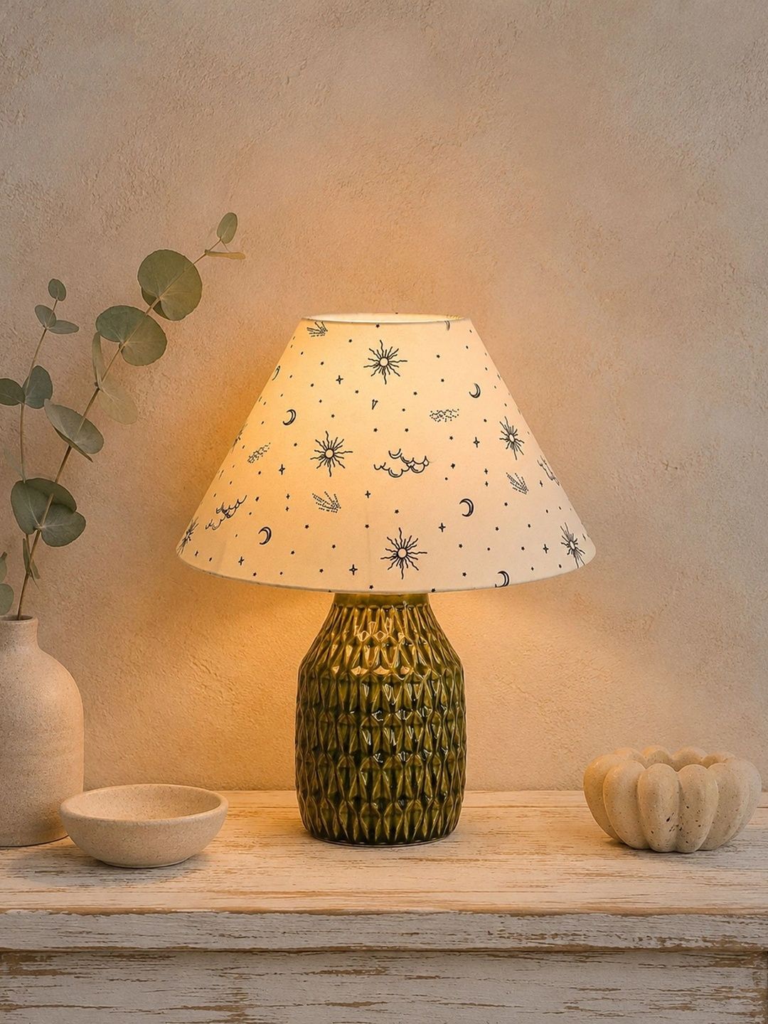 Glowhere Multicoloured Printed Ceramic Industrial Frusturical Shaped Table Lamp-picture-18