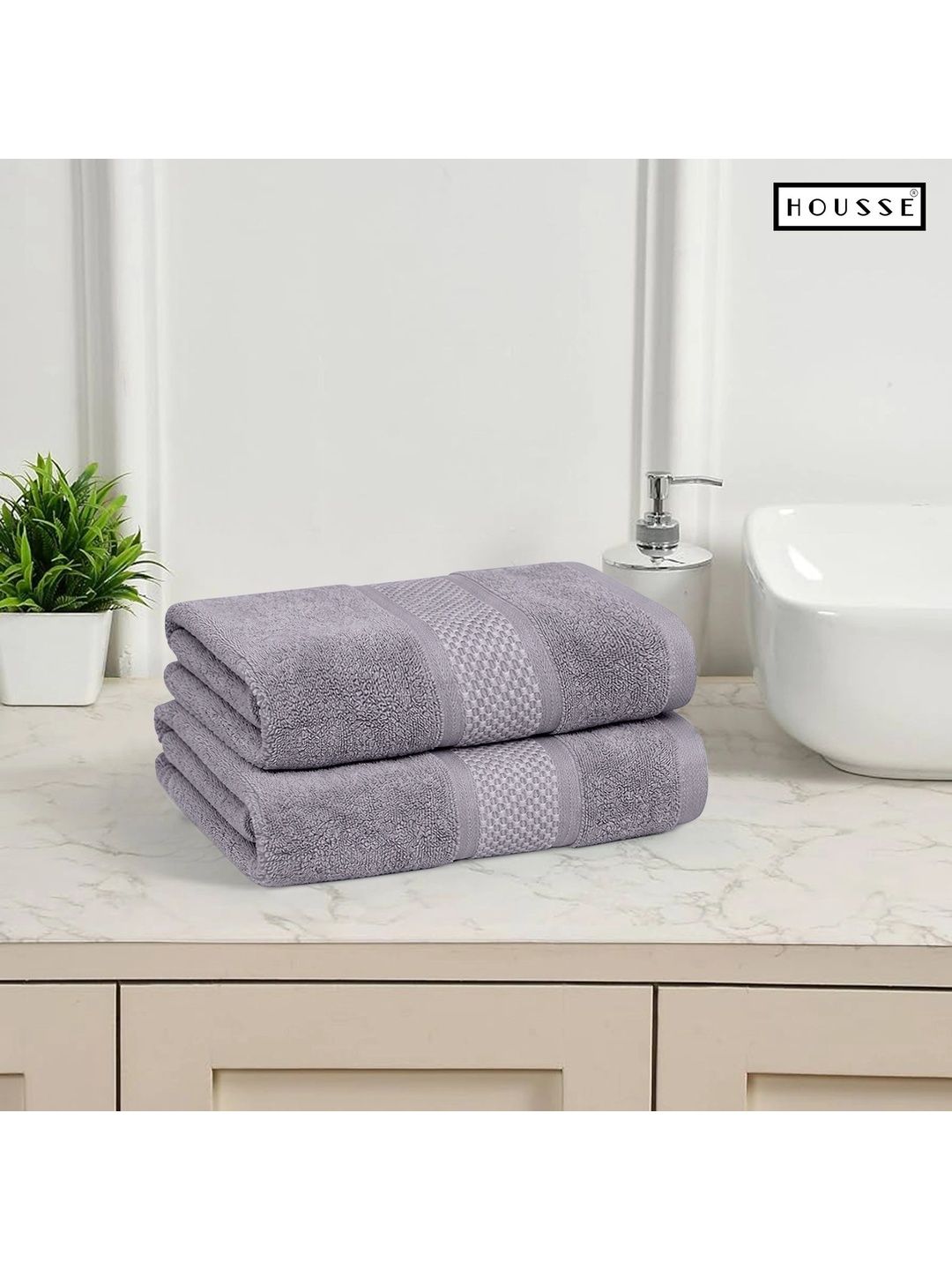 HOUSSE 2-Pcs Grey Cotton Hand Towels-image-8