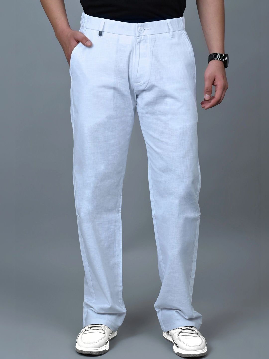 WHITE APPLE JNS Men Straight Fit Easy Wash Trousers-picture-47