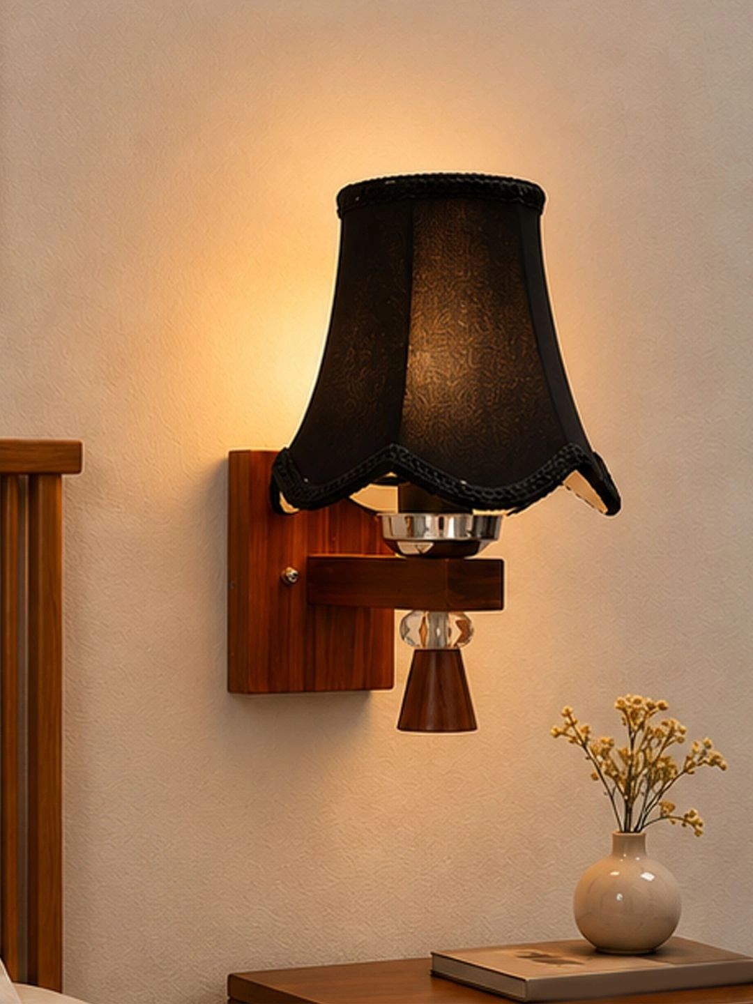 Myntra Elegant Homes Black Wood Traditional Wall Lamp-image-49