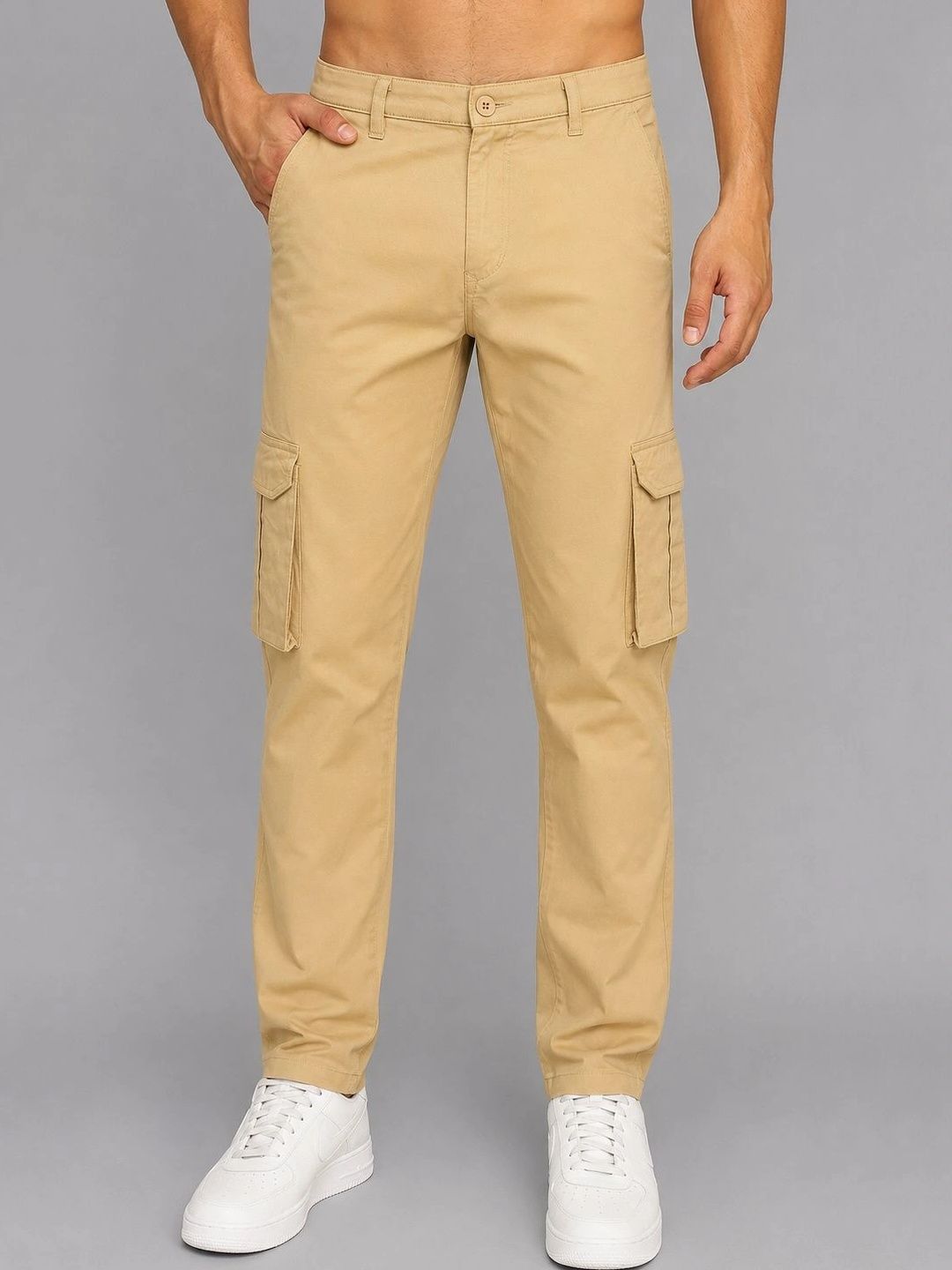Roadster Men Relaxed Tapered Fit Easy Wash Cargos Trousers-picture-18