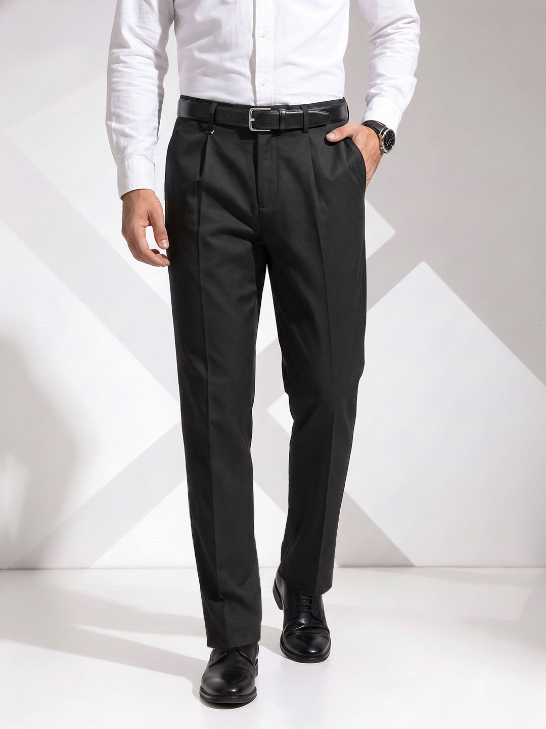 INVICTUS Men Slim Fit Pleated Formal Trousers-picture-31