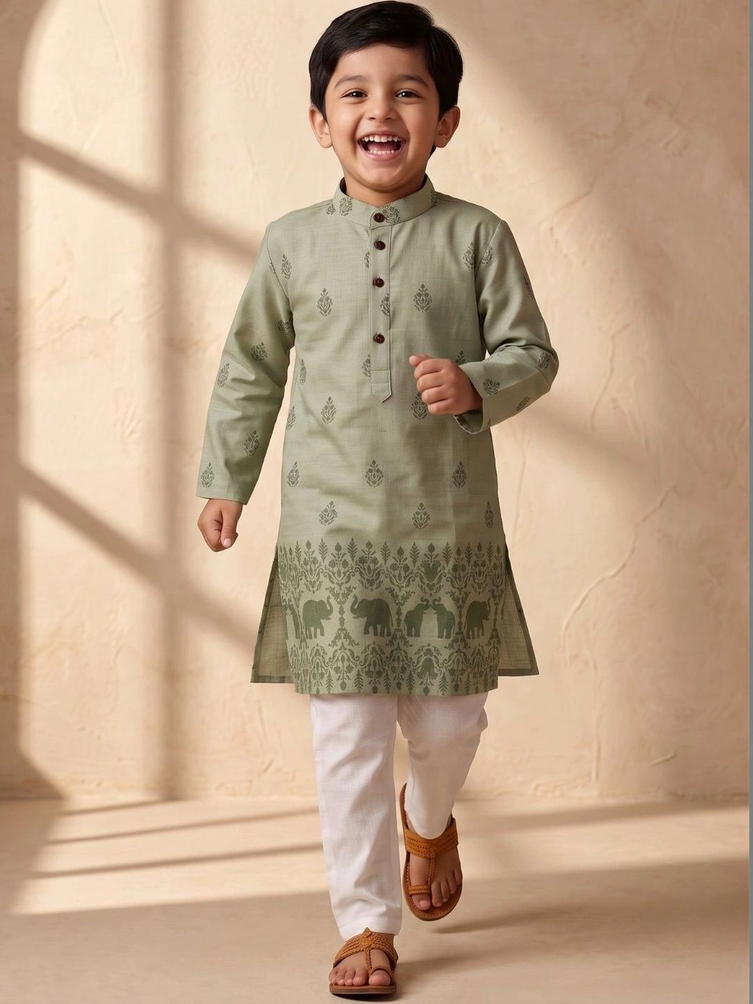 Aj DEZInES Boys Ethnic Motifs Printed Regular Kurta with Pyjamas-picture-54