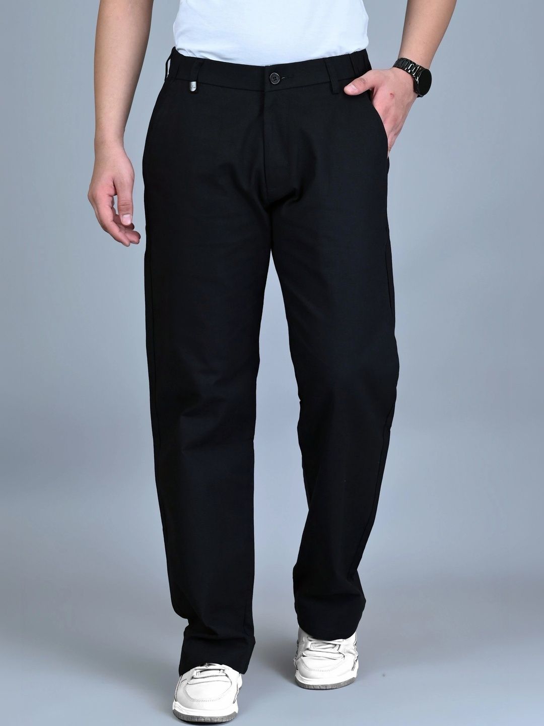 WHITE APPLE JNS Men Straight Fit Easy Wash Trousers-picture-40