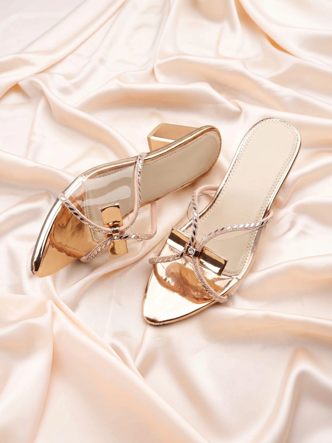 glitchez Textured Block Mules with Bows-picture-42