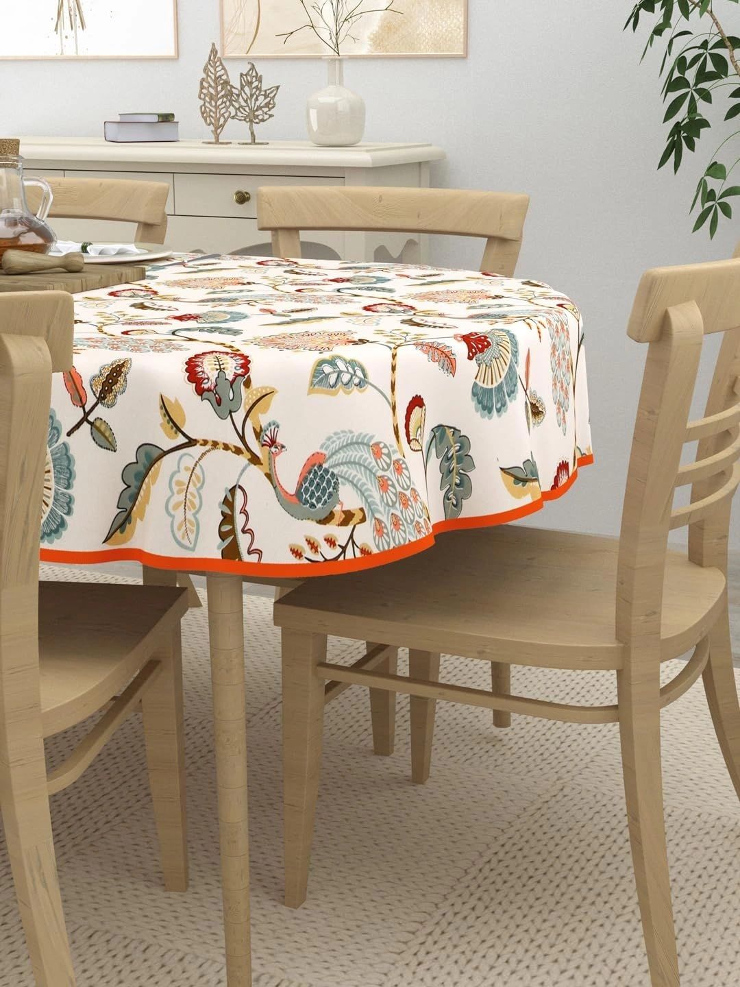 Aura Multicoloured Cotton Oval 6-Seater Table Cover-image-23
