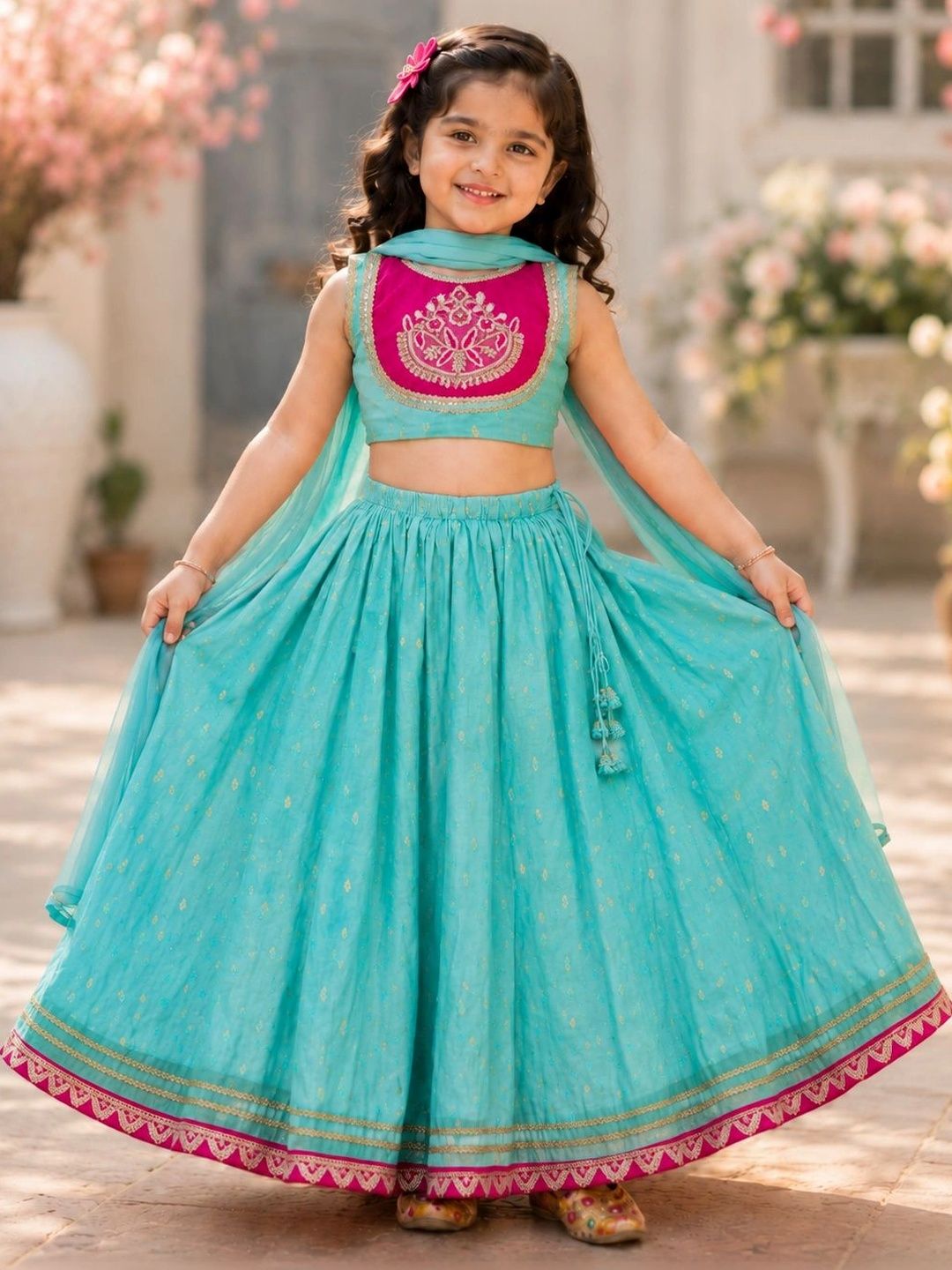 DRISHIV ENTERPRISE Girls Embroidered Ready to Wear Lehenga & Blouse With Dupatta-picture-41