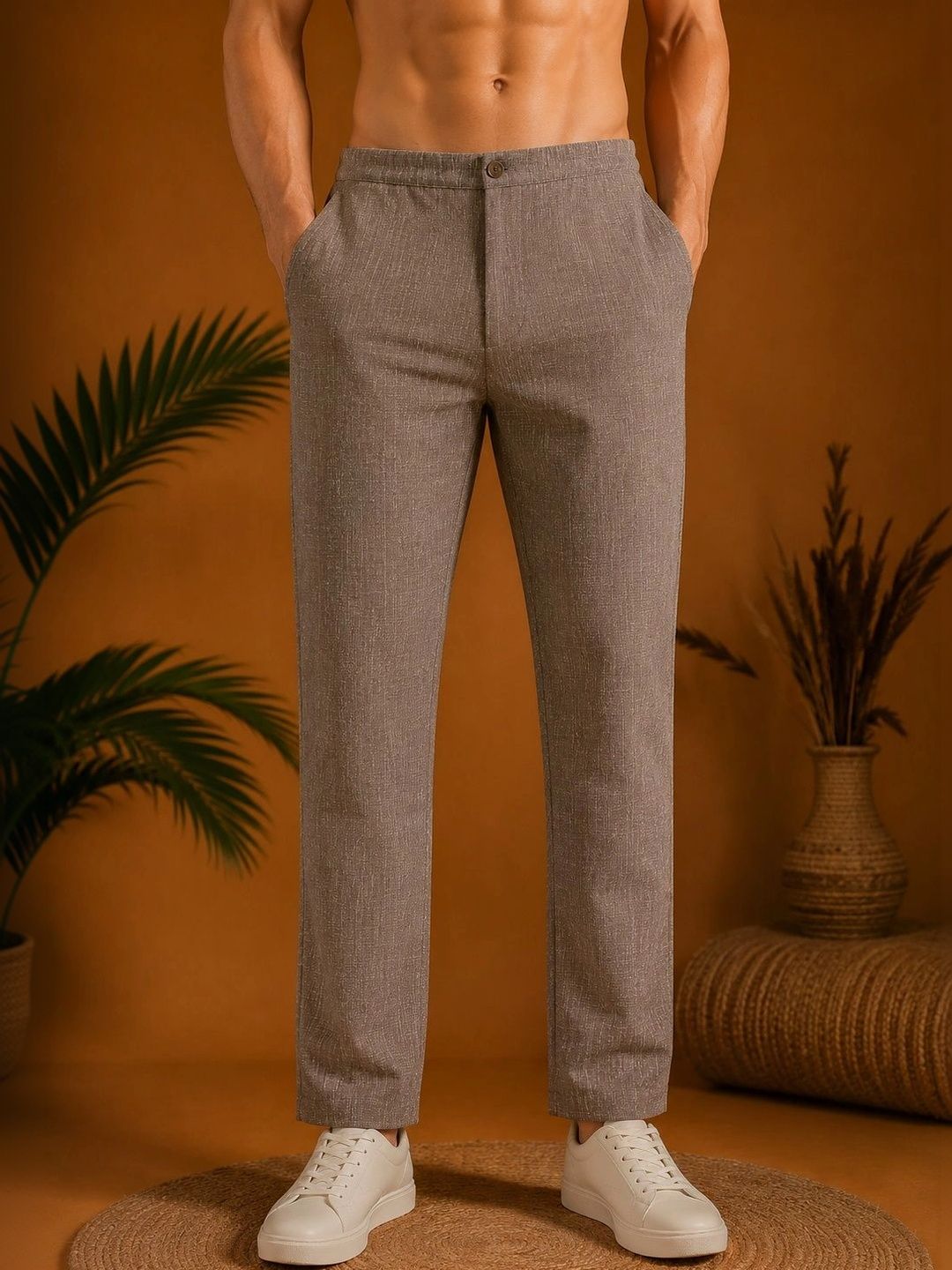 Tanip Men Relaxed Easy Wash Trousers-image-35