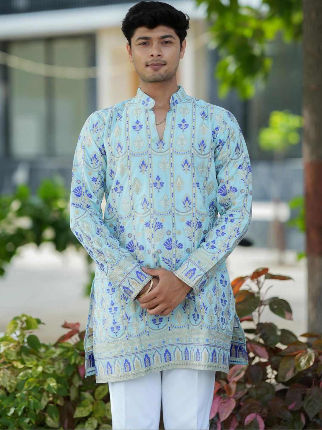 House Of Sanskruti Men Ethnic Motifs Embroidered Thread Work Jacquard Kurta-picture-54