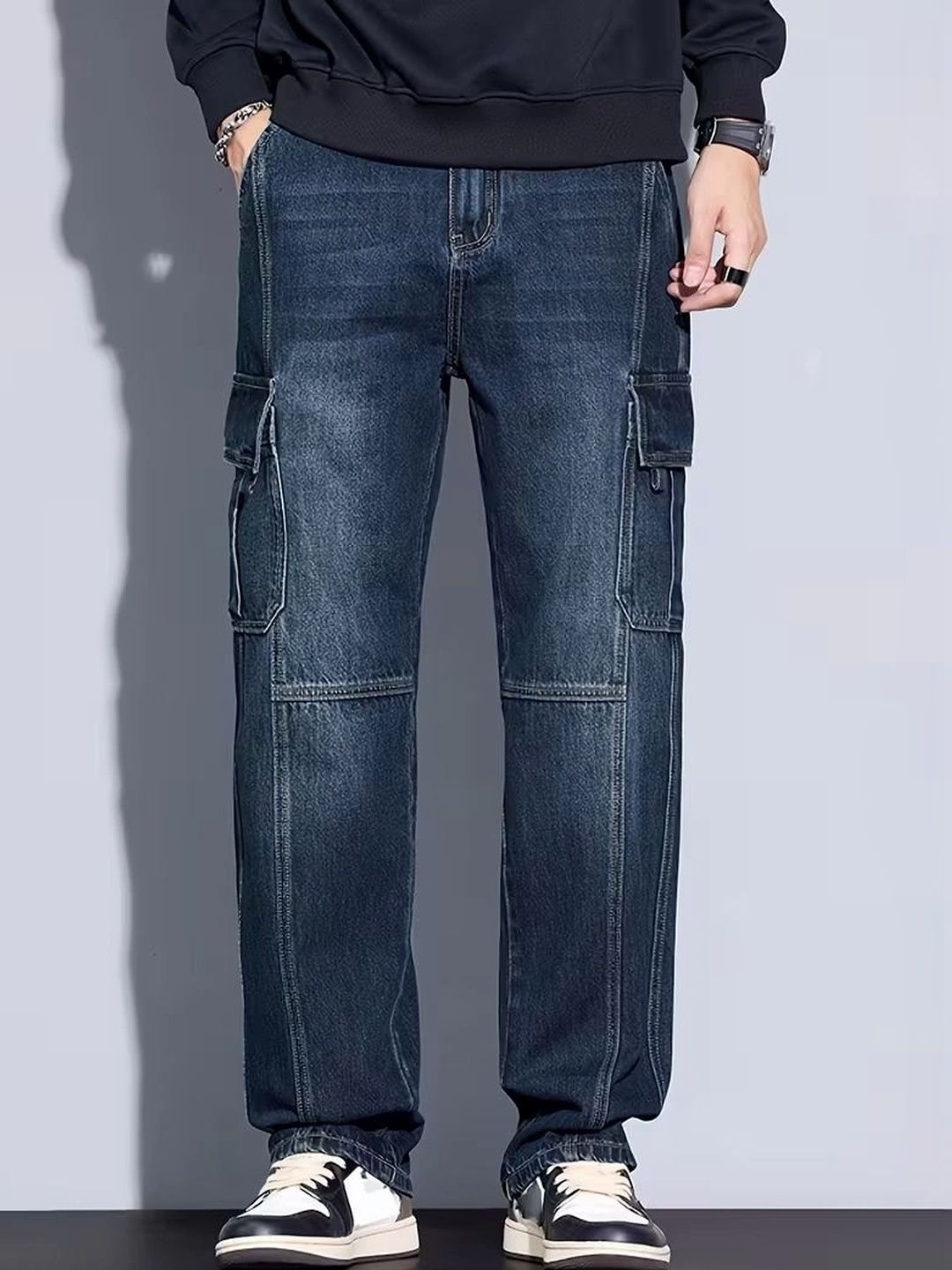 MAKPAK Men Jean Relaxed Fit Mid-Rise Stretchable Jeans-picture-32