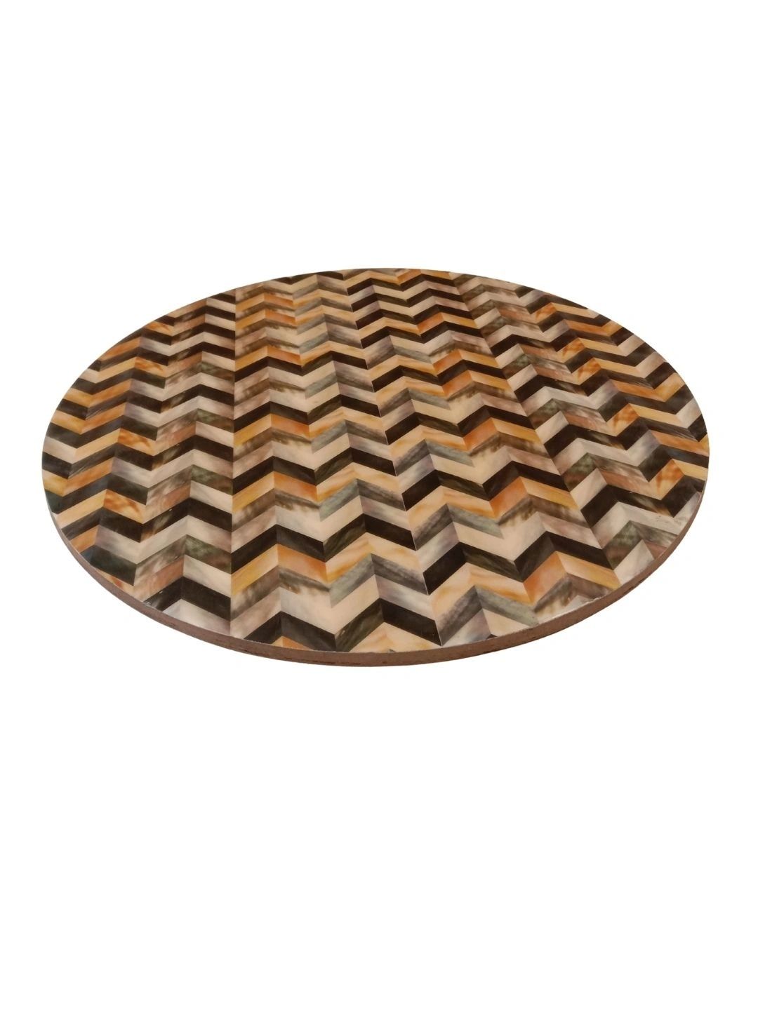 THE HOME CO. 4-Pcs Brown & Beige Printed Round Table Placemats-picture-41