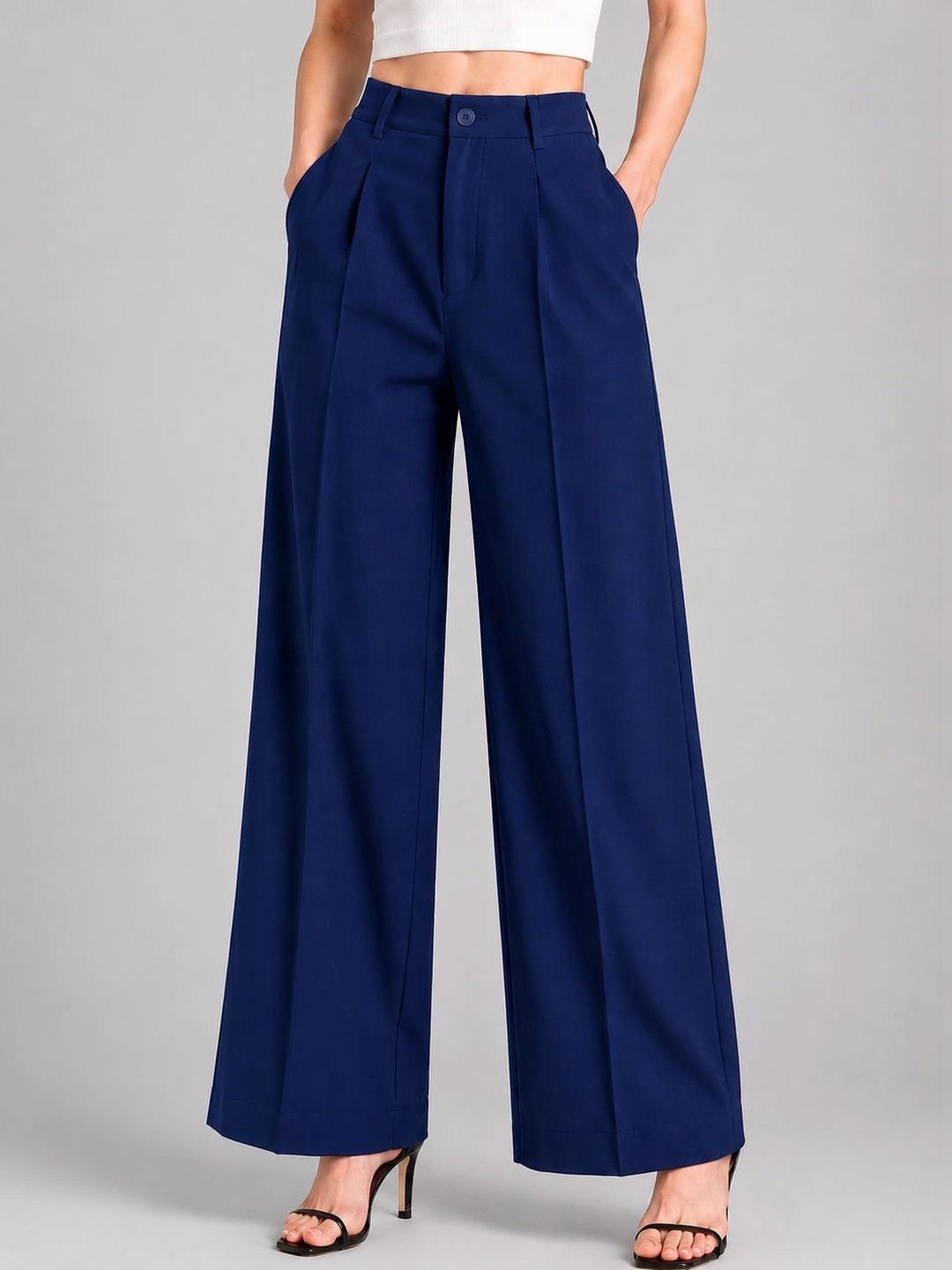 STYLE ACCESS Women Relaxed Straight Leg High-Rise Pleated Trousers-picture-24
