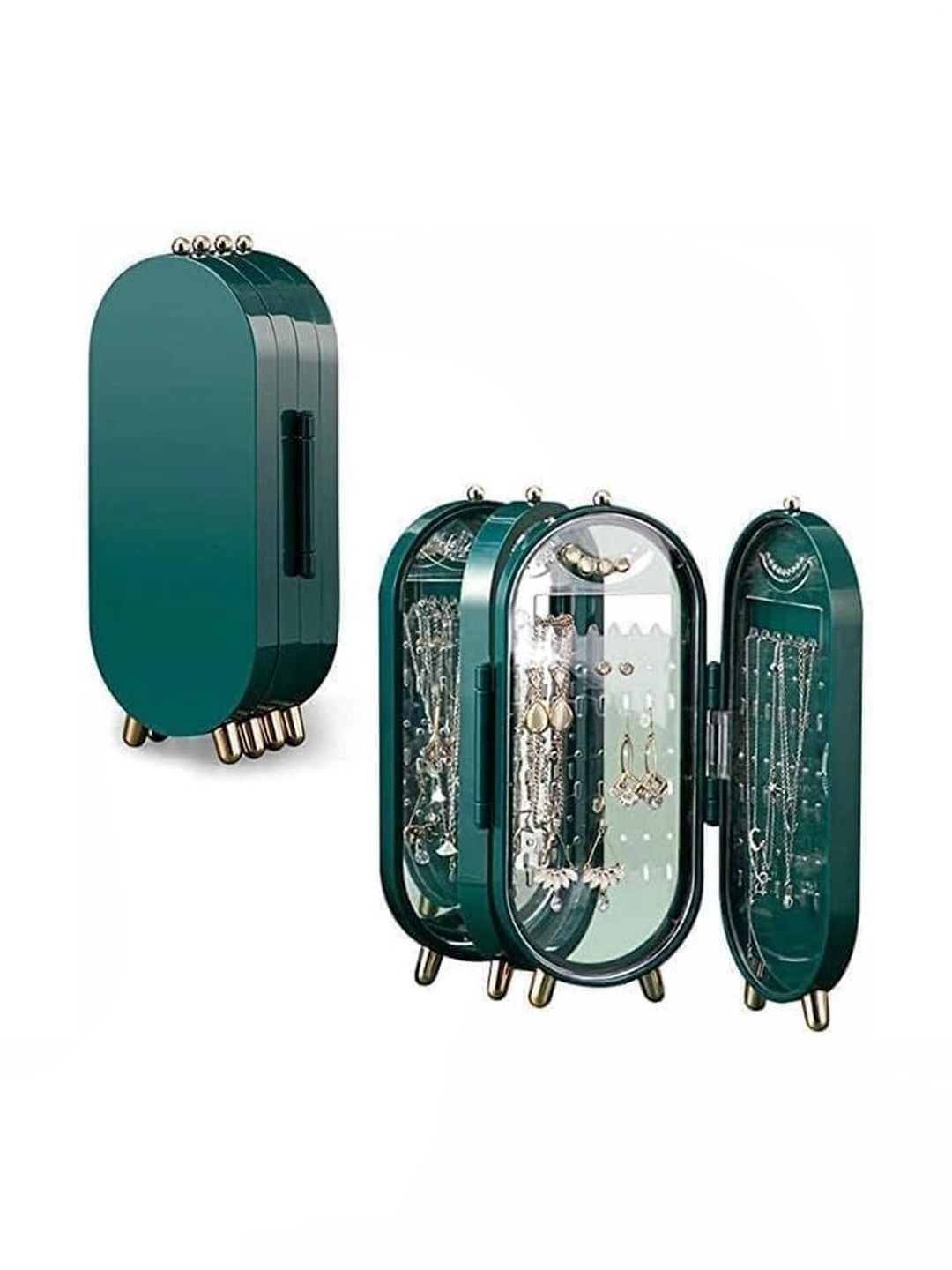 Myntra Elegant Homes Green 3 Fold Jewellery Organiser-image-31