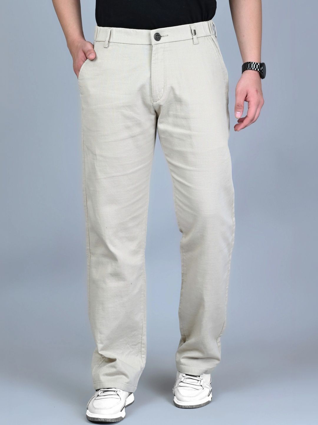 WHITE APPLE JNS Men Straight Fit Easy Wash Trousers-picture-57