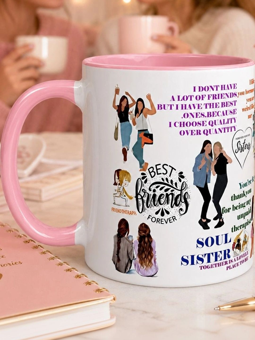 TAJNAN Pink Text or Slogans Printed Ceramic Glossy Mugs Set of Cups and Mugs-image-19