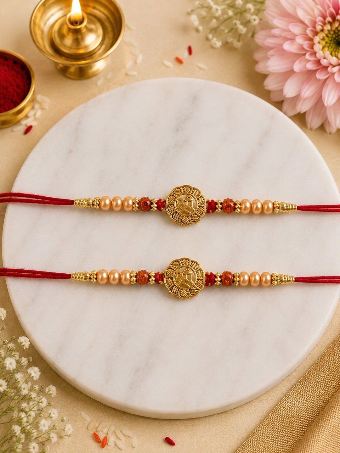 Anouk Set Of 2 Rakhi With Roli & Greeting Card-picture-18