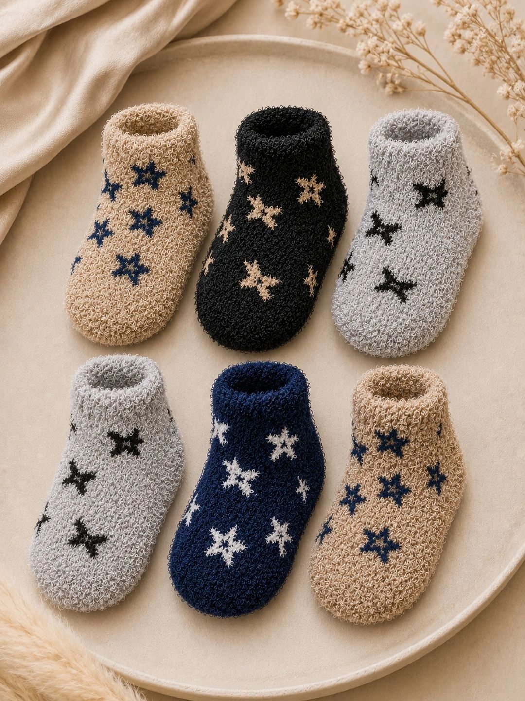 CORTICA Unisex Kids Pack of 6 Wool Blend Assorted Patterned Ankle Length Socks-picture-33