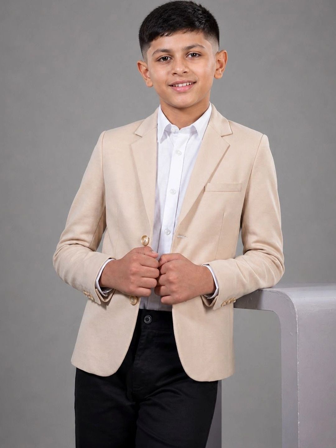 Integration Boys Notched Lapel Single-Breasted Slim Fit Casual Blazers-picture-13