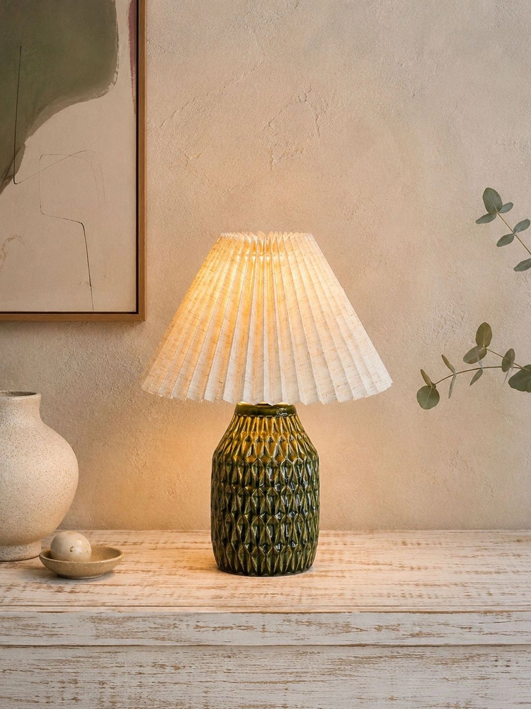 Glowhere Off White Textured Ceramic Industrial Abstract Shaped Table Lamp-image-12