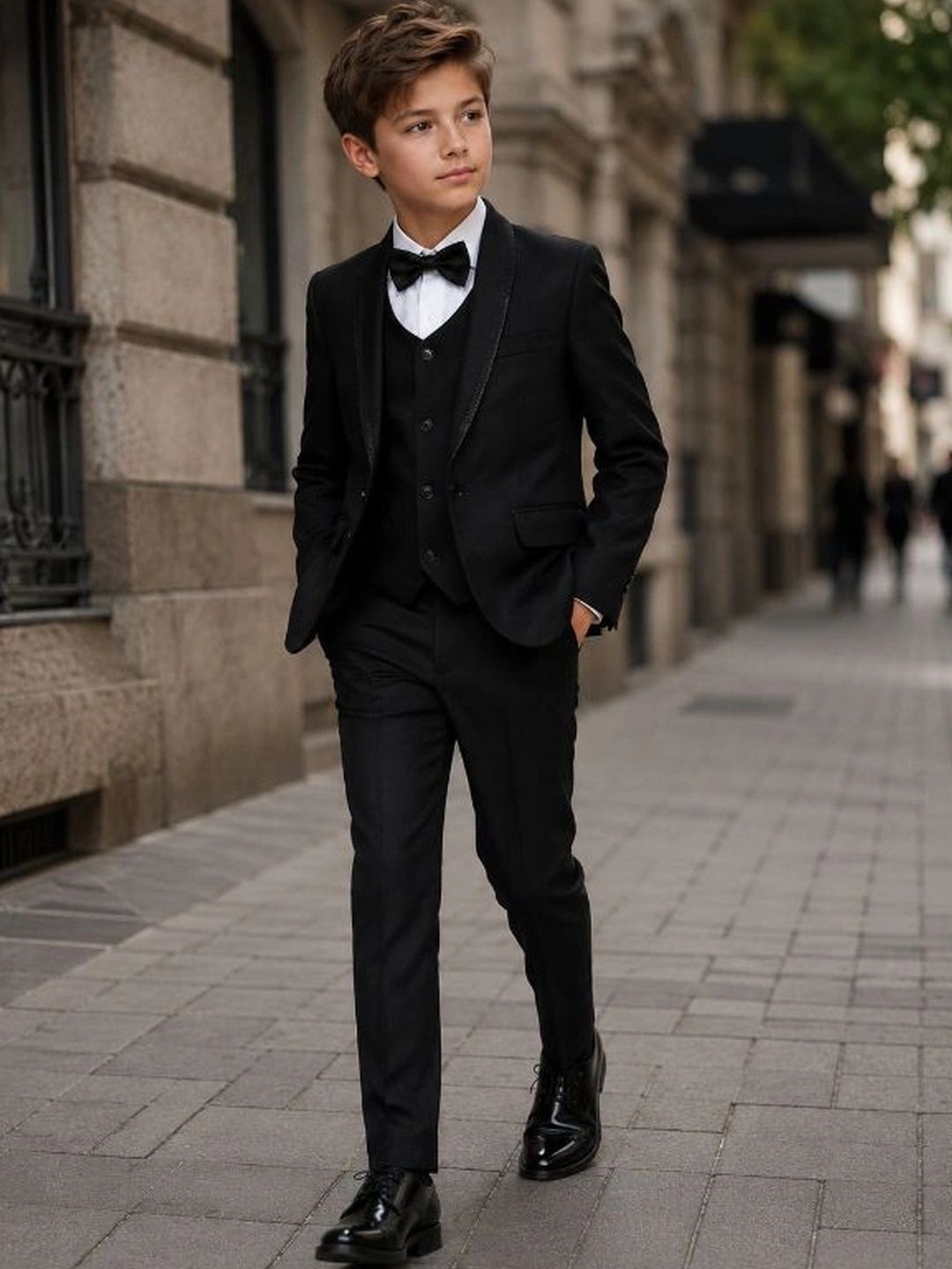 Sparklepop Boys Shawl Collar Single-Breasted Five-Piece Suit-picture-25