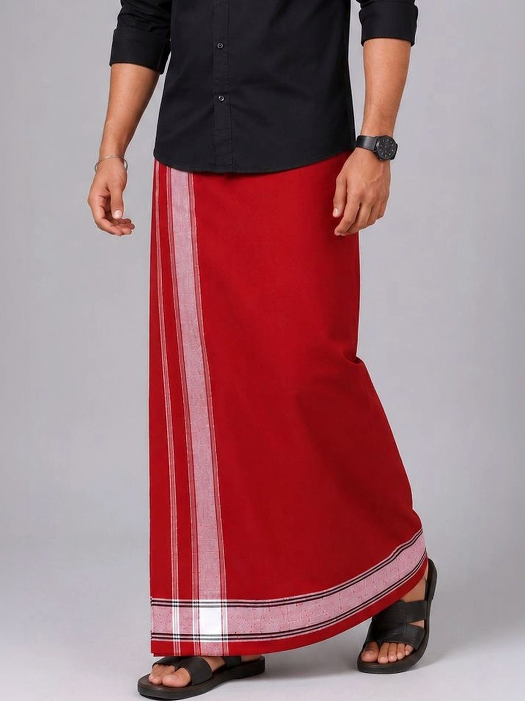 TUNI MANI Men Striped Cotton Dhoti Dhotis-picture-44