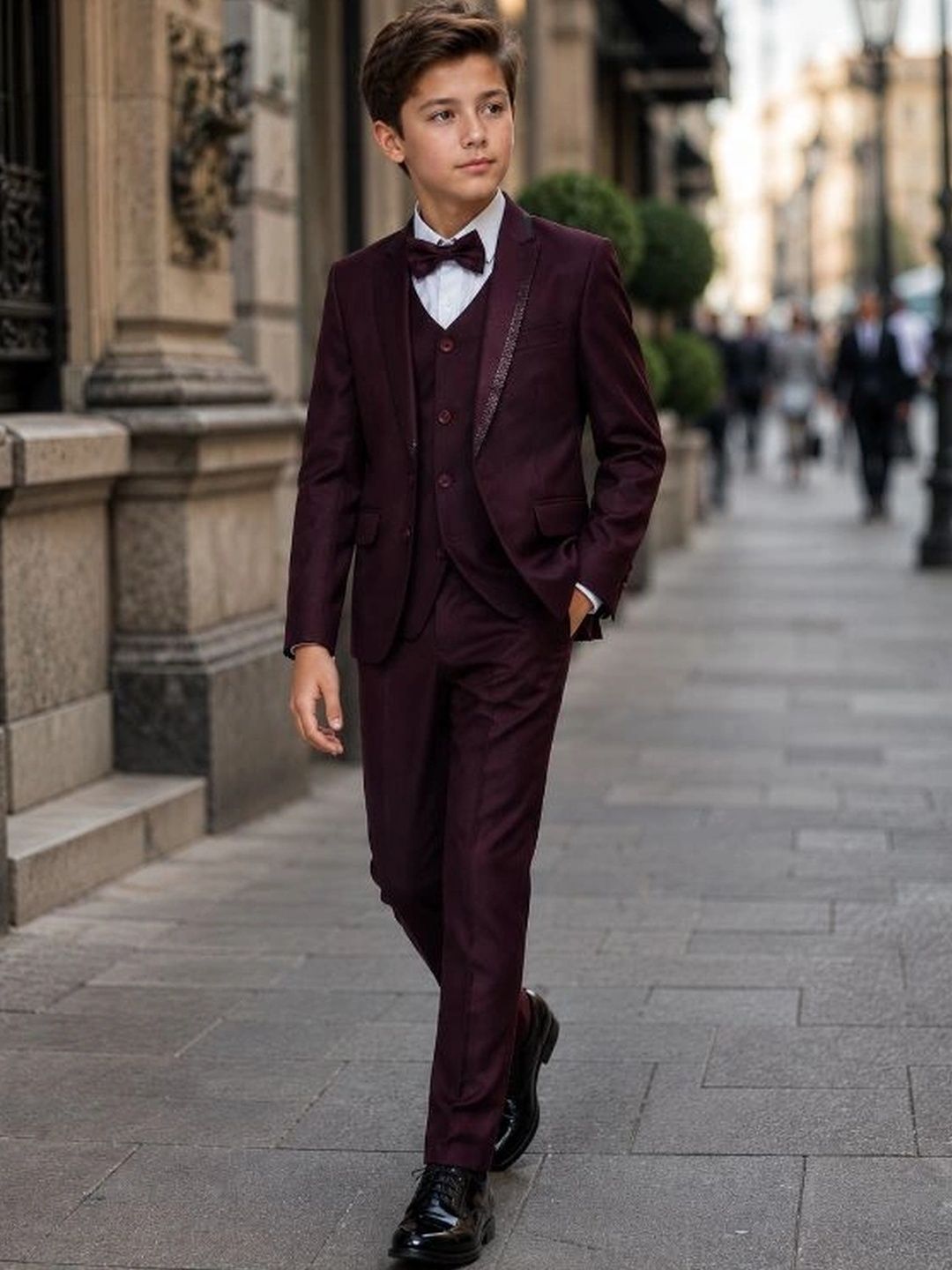 Sparklepop Boys Shawl Collar Single-Breasted Five-Piece Suit-picture-50