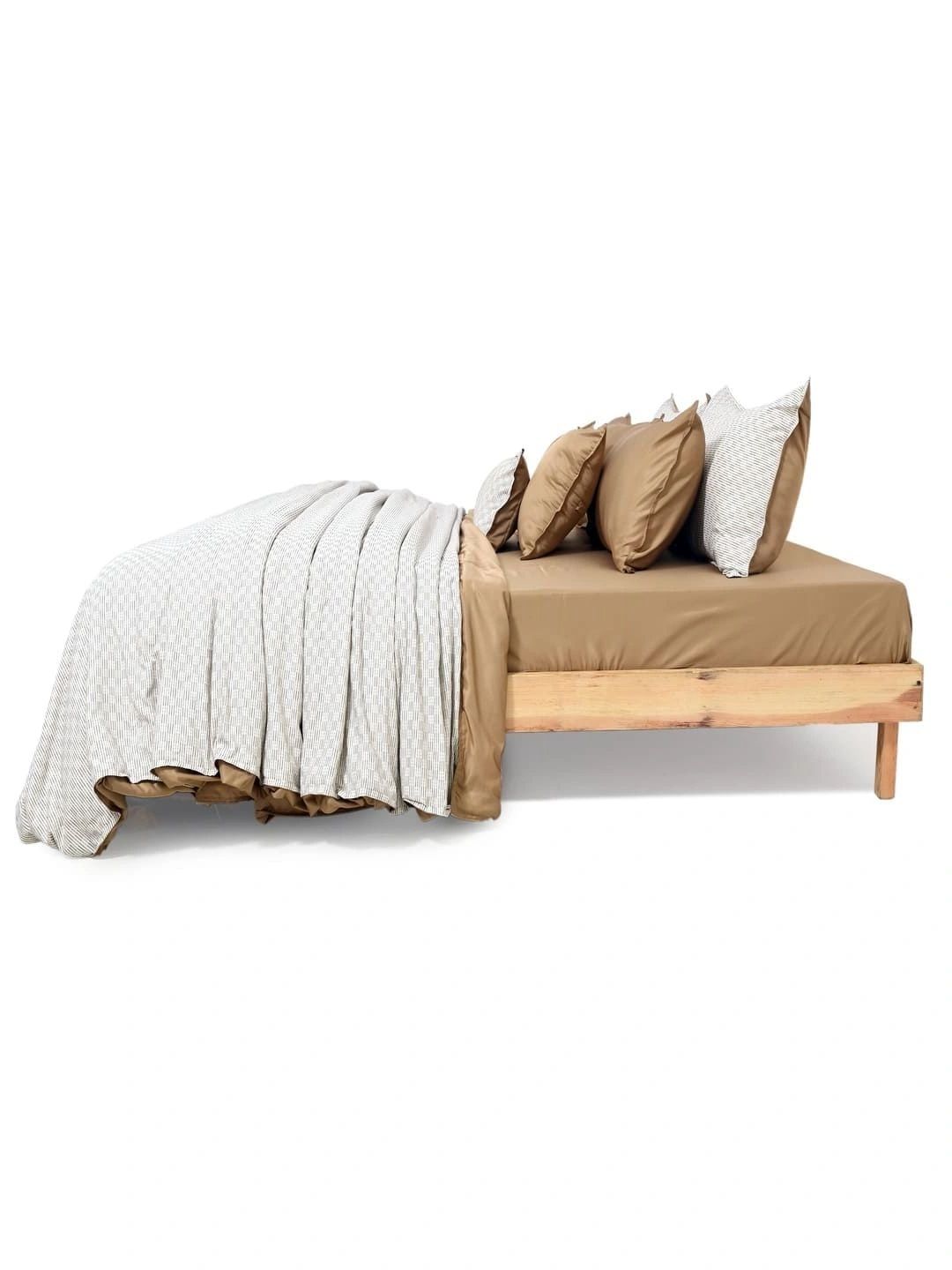 Zarf Beige & White Striped Cotton 9 Piece Single Superfine Bedding Set-image-14