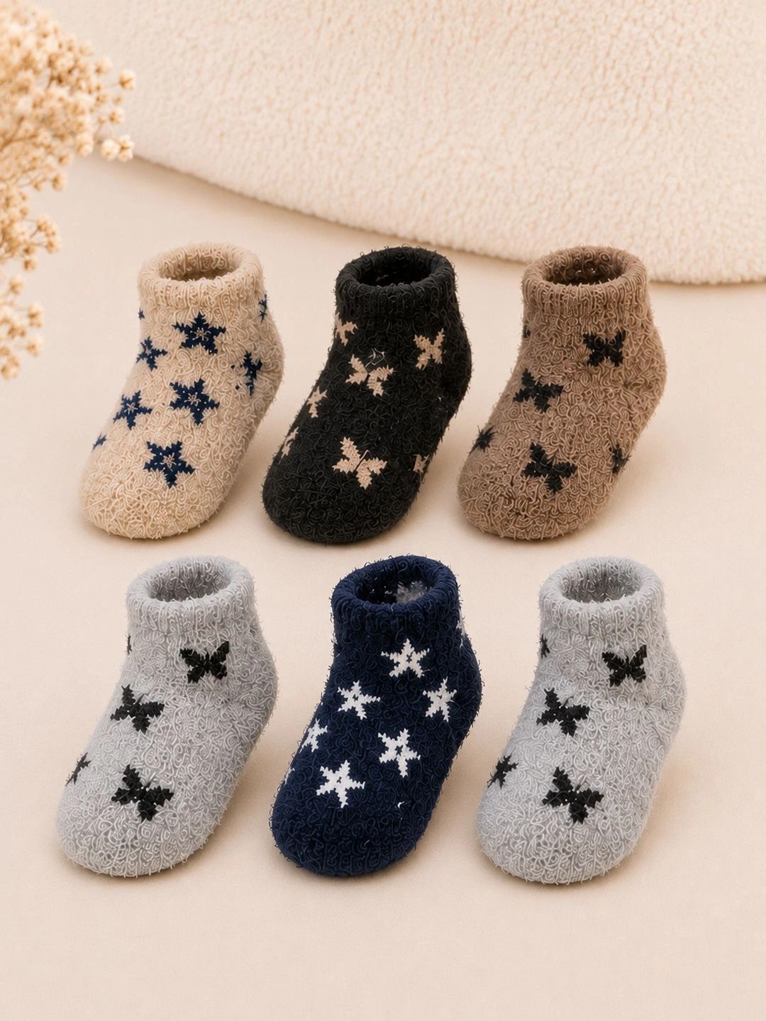 CORTICA Unisex Kids Pack of 6 Wool Blend Assorted Patterned Ankle Length Socks-picture-25