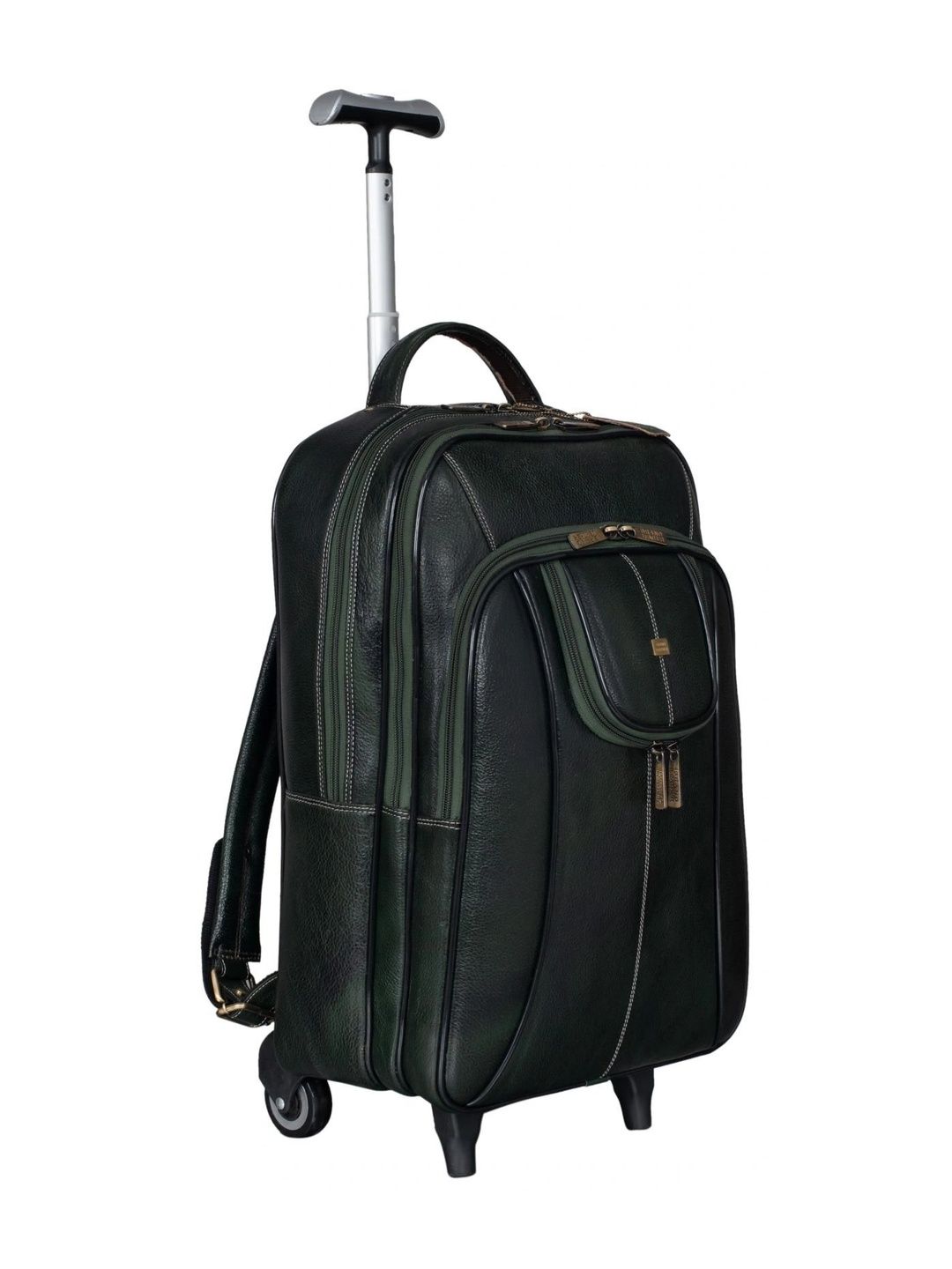 BRAND LEATHER Leather Padded Laptop Compartment Trolley Bag-image-4